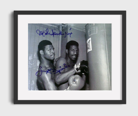 Leon Spinks and Michael Spinks Brothers in the Ring Boxing Wall Art 16x20 Gallery Framed Artwork wall art print – Boxing Wall Art decor