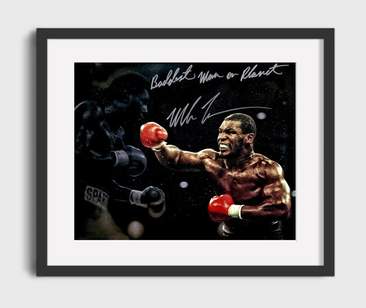Mike Tyson Baddest Man in Red Gloves Boxing Wall Art 16x20 Gallery Framed Artwork wall art print – Boxing Wall Art decor