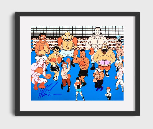 Mike Tyson Punch Out Cast Boxing Wall Art 16x20 Gallery Framed Artwork wall art print – Boxing Wall Art decor