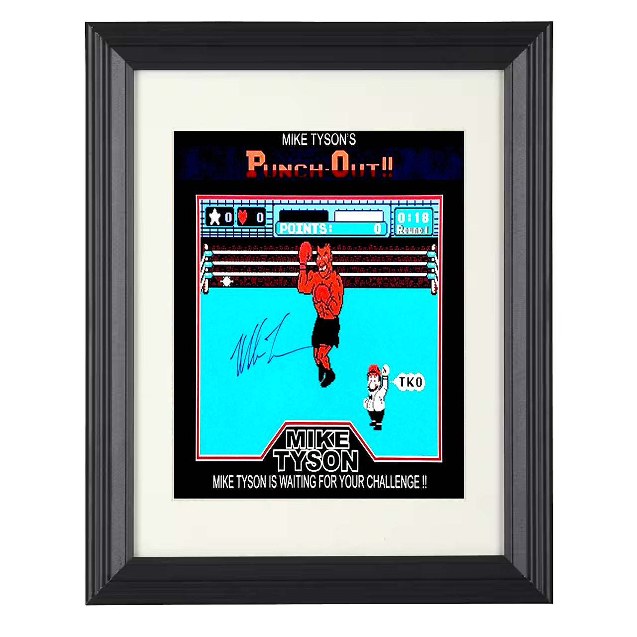 Mike Tyson - Punch Out Video Game Artwork 8x10 black framed boxing print