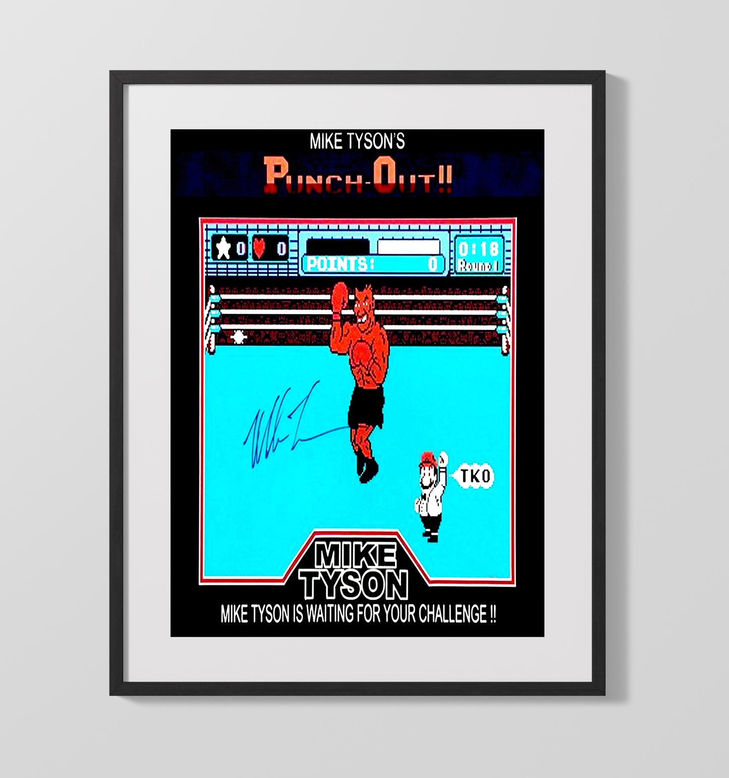 Mike Tyson Punch Out Video Game Artwork 16x20 Gallery Frame boxing wall art print – Boxing Wall Art decor