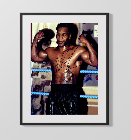 Mike Tyson Training Flex Pose Portrait Boxing Wall Art 16x20 Gallery Framed Artwork wall art print – Boxing Wall Art decor
