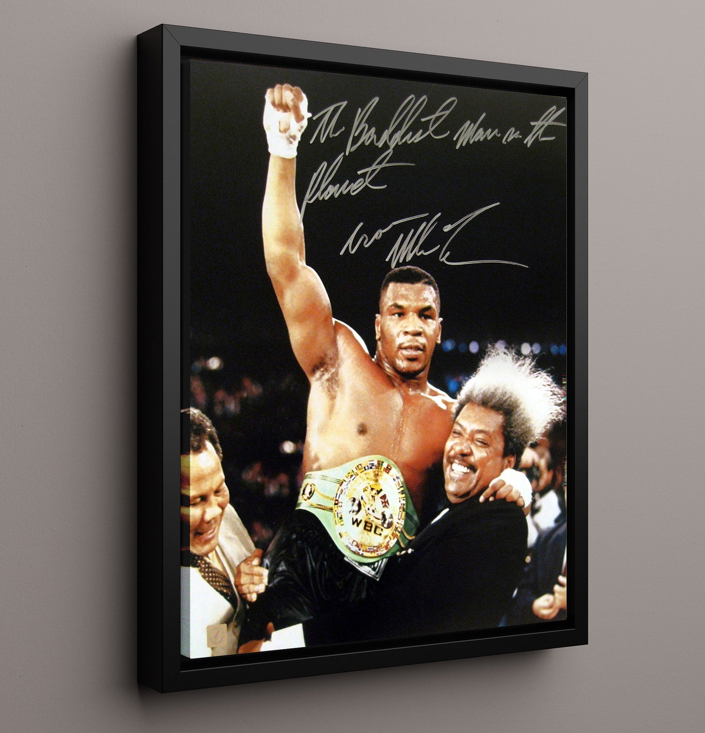 Mike Tyson WBC Champion Victory Celebration 16x20 Framed Canvas boxing wall art print – Boxing Wall Art decor