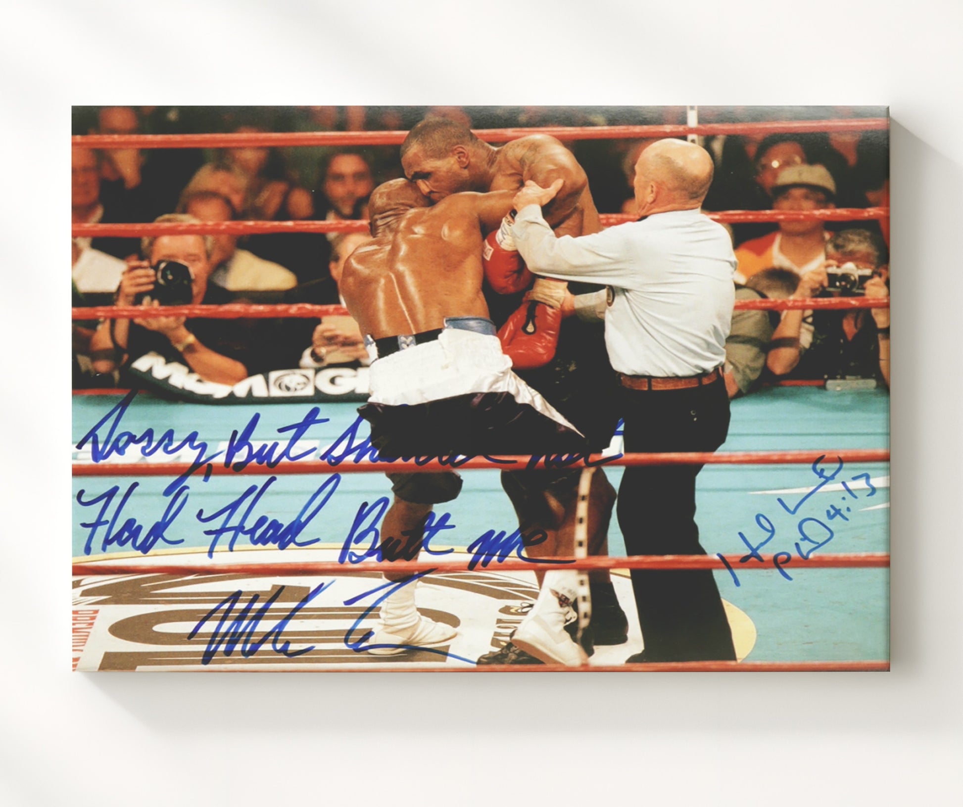 Mike Tyson and Evander Holyfield Heavyweight Collision 20x24 Canvas boxing wall art print – Boxing Wall Art decor