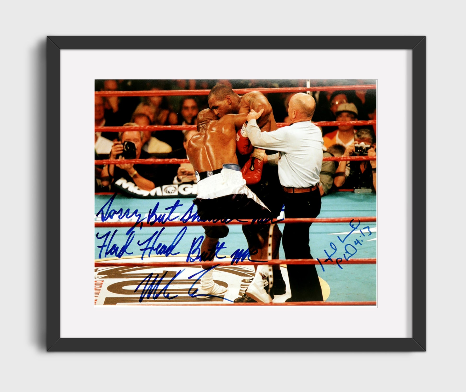 Mike Tyson and Evander Holyfield Heavyweight Collision 16x20 Gallery Frame boxing wall art print – Boxing Wall Art decor