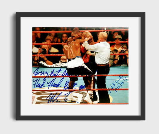 Mike Tyson and Evander Holyfield Heavyweight Collision Boxing Wall Art 16x20 Gallery Framed Artwork wall art print – Boxing Wall Art decor