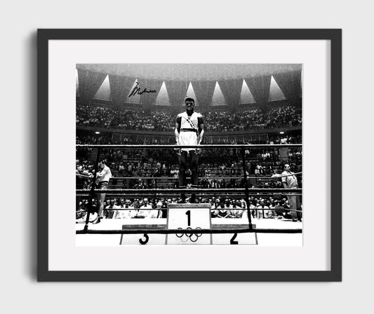 Muhammad Ali 1960 Olympic Gold Boxing Wall Art 16x20 Gallery Framed Artwork wall art print – Boxing Wall Art decor