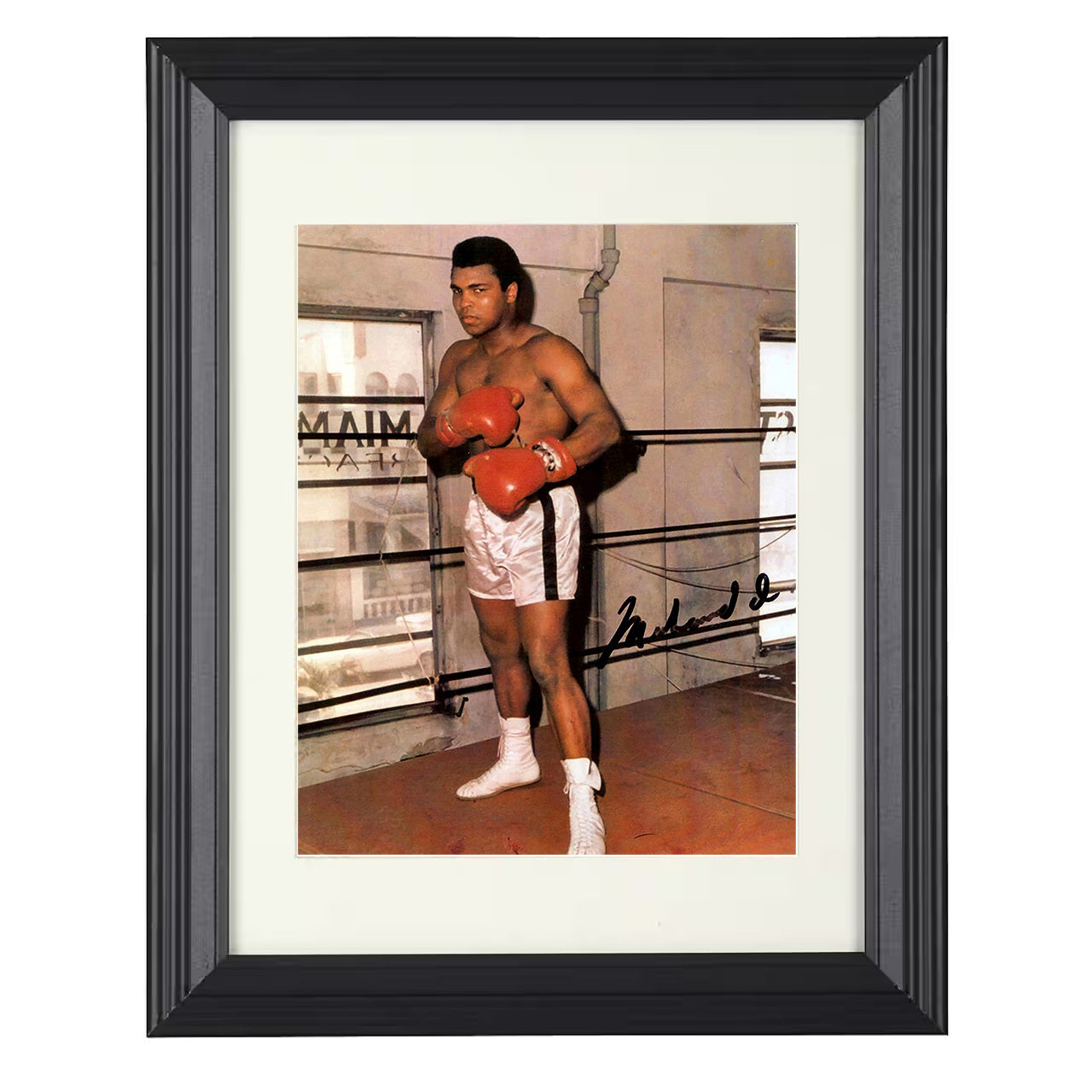 Muhammad Ali - Training Pose In Ring 8x10 black framed boxing print