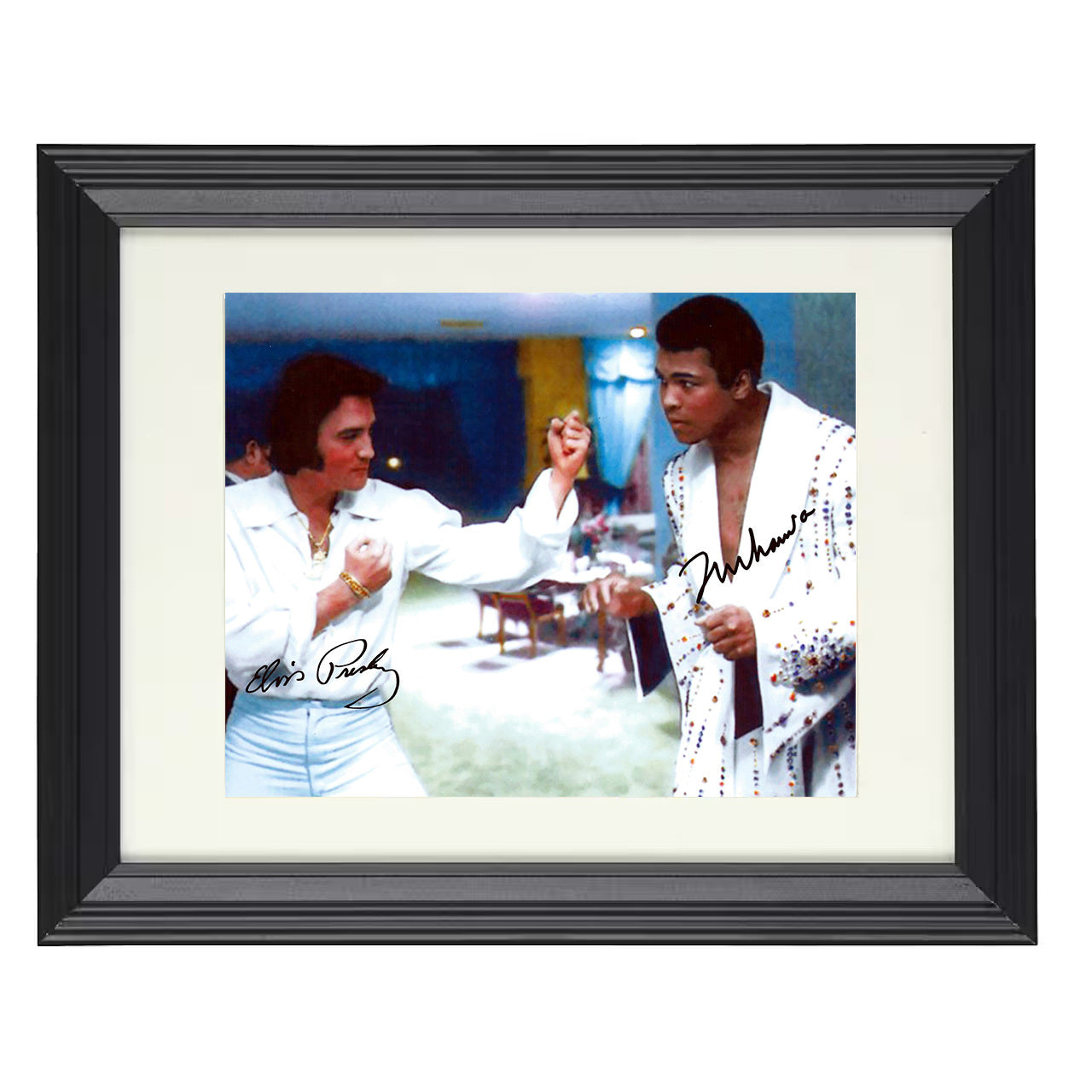 Muhammad Ali and Elvis Presley - The King Meets The Greatest 8x10 black framed boxing print