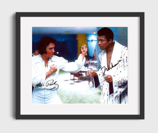 Muhammad Ali and Elvis Presley The King Meets the Greatest Boxing Wall Art 16x20 Gallery Framed Artwork wall art print – Boxing Wall Art decor