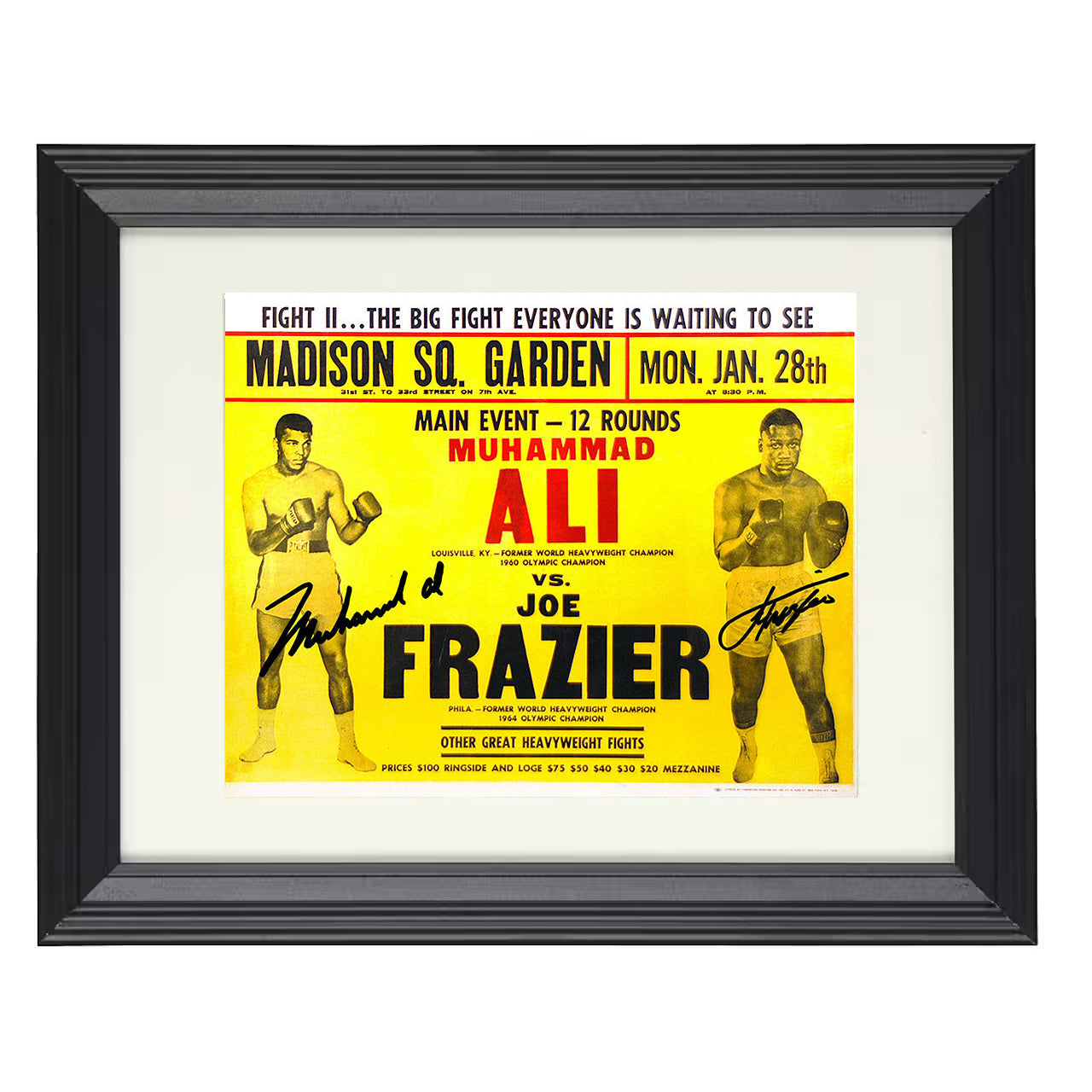 Muhammad Ali and Joe Frazier - Clash of the Titans 8x10 black framed boxing print