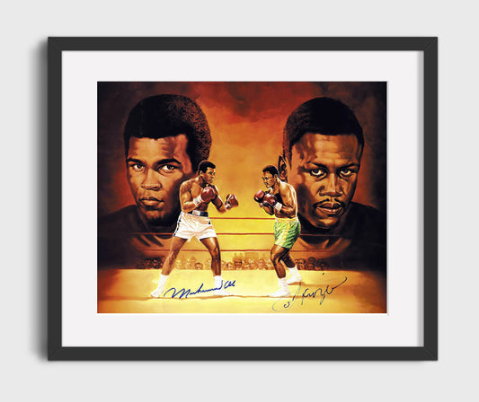 Muhammad Ali and Joe Frazier Heavyweight Legends Boxing Wall Art 16x20 Gallery Framed Artwork wall art print – Boxing Wall Art decor
