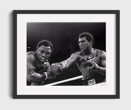 Muhammad Ali and Joe Frazier Heavyweight Thunder Boxing Wall Art 16x20 Gallery Framed Artwork wall art print – Boxing Wall Art decor