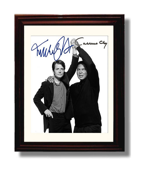 Muhammad Ali and Michael J Fox Charity Event Portrait 8x10 Beveled Frame boxing wall art print – Boxing Wall Art decor