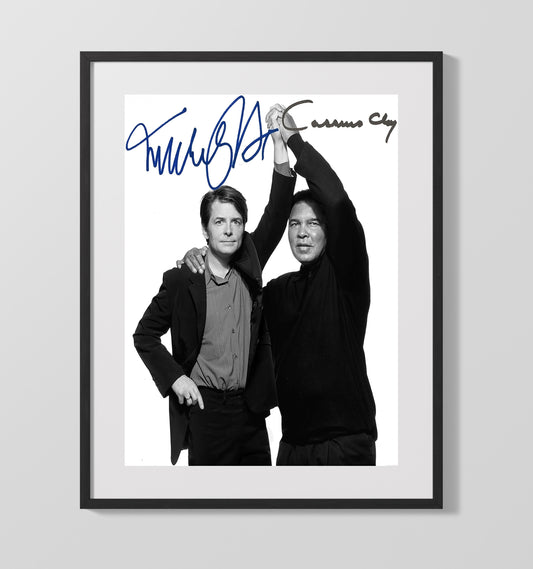 Muhammad Ali and Michael J Fox Charity Event Portrait Boxing Wall Art 16x20 Gallery Framed Artwork wall art print – Boxing Wall Art decor