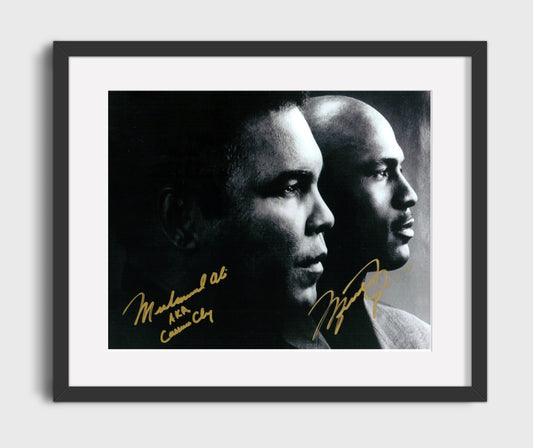 Muhammad Ali and Michael Jordan Legends United Boxing Wall Art 16x20 Gallery Framed Artwork wall art print – Boxing Wall Art decor