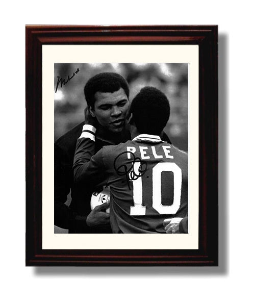 Muhammad Ali and Pele The Greatest Meets the King 8x10 Beveled Frame boxing wall art print – Boxing Wall Art decor