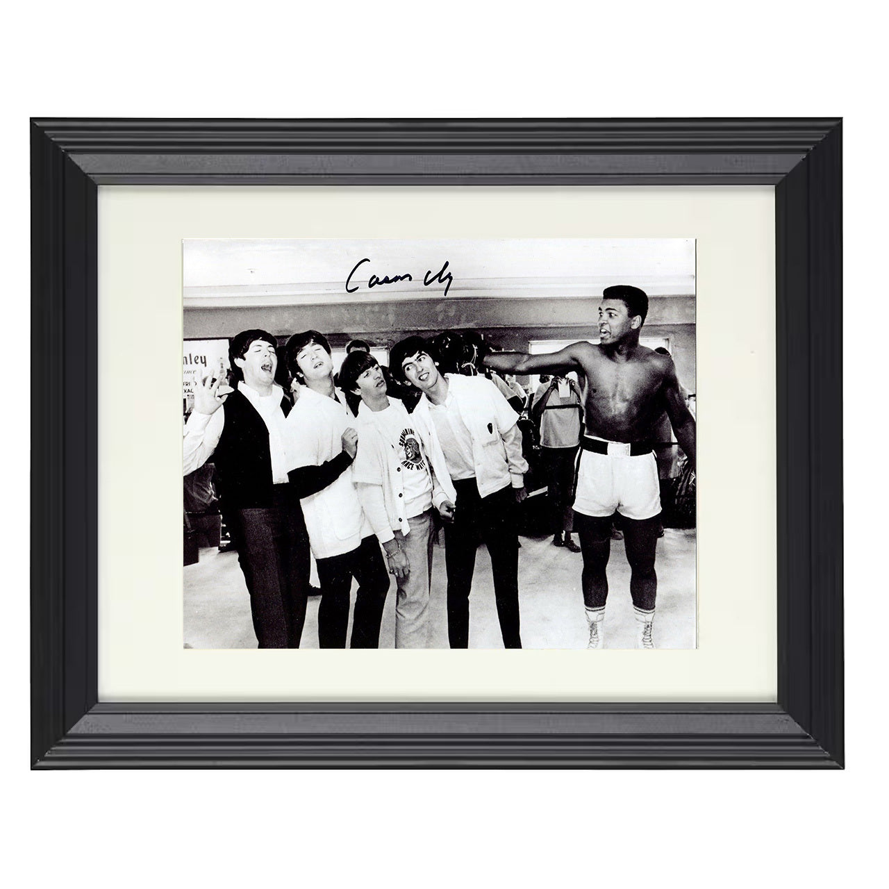 Muhammad Ali and The Beatles - Icons Together 8x10 black framed boxing print
