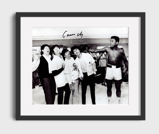 Muhammad Ali and the Beatles Icons Together Boxing Wall Art 16x20 Gallery Framed Artwork wall art print – Boxing Wall Art decor