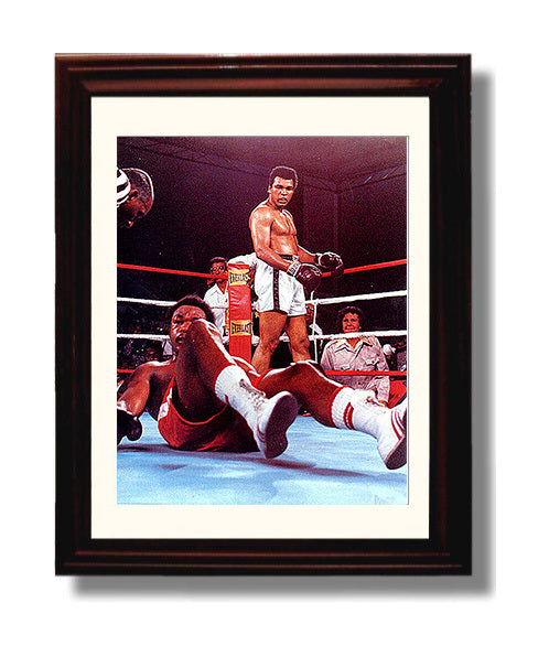 Muhammad Ali vs George Foreman Rumble in the Jungle Knockdown 8x10 Beveled Frame boxing wall art print – Boxing Wall Art decor