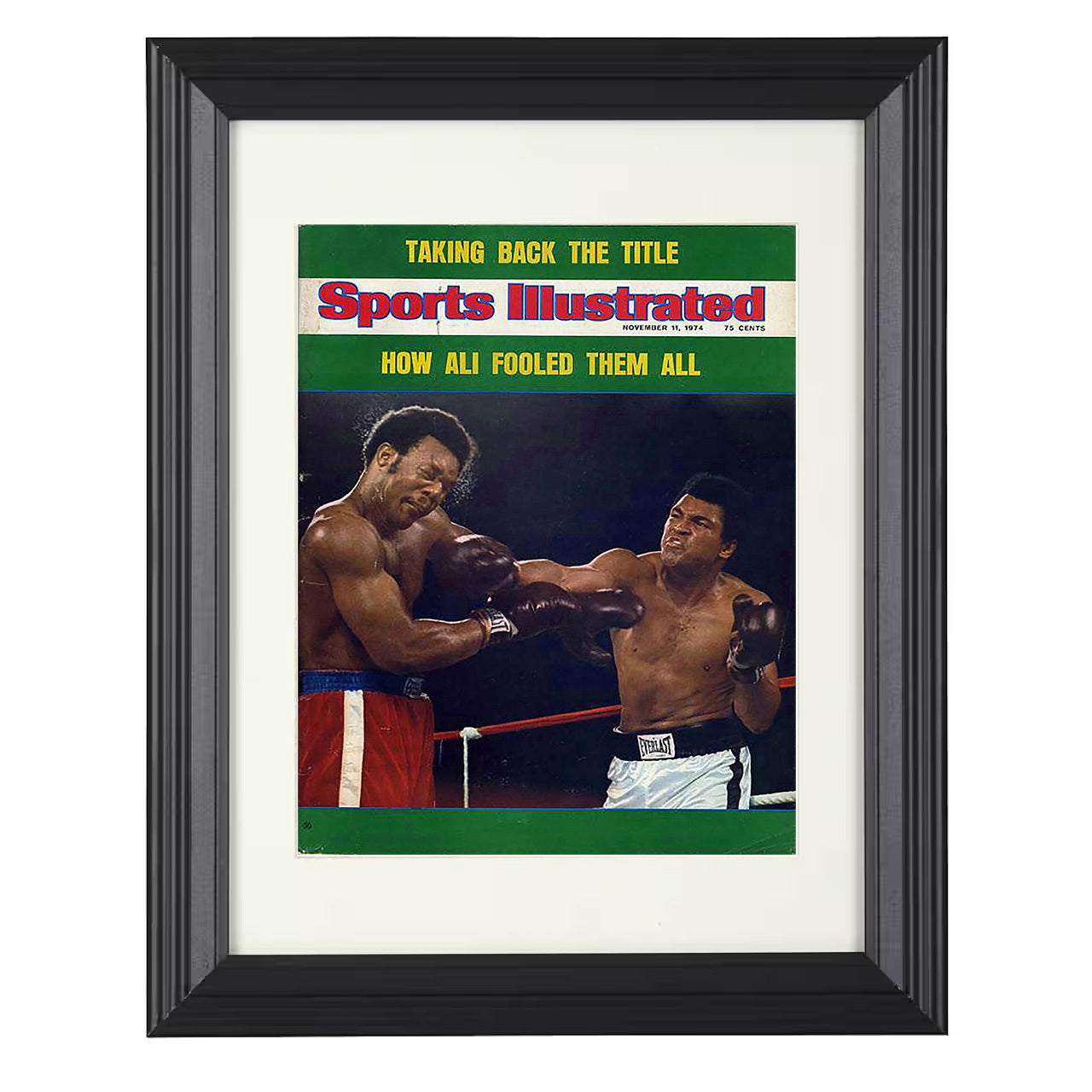 Muhammad Ali vs George Foreman - SI Cover 1974 8x10 black framed boxing print