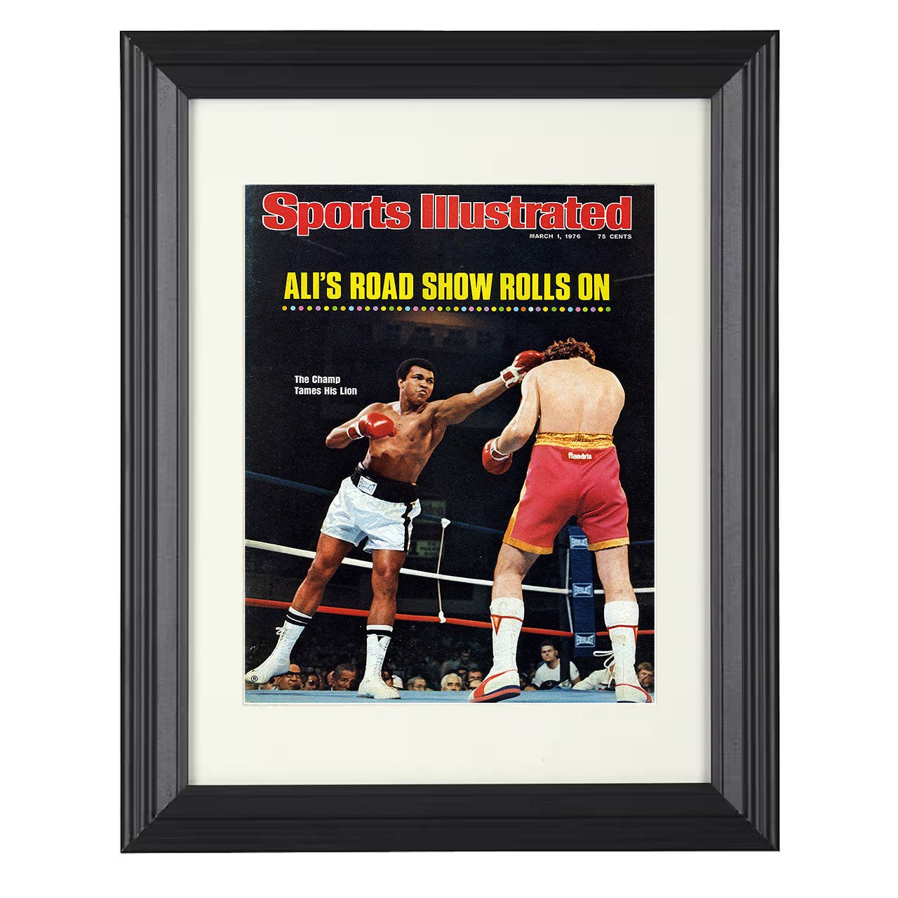 Muhammad Ali vs Jean Pierre Coopman - SI Cover 1976 8x10 black framed boxing print