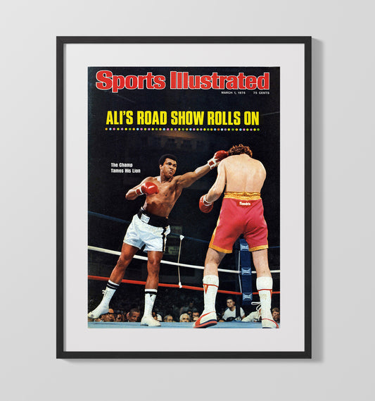 Muhammad Ali vs Jean Pierre Coopman SI Cover 1976 Boxing Wall Art 16x20 Gallery Framed Artwork wall art print – Boxing Wall Art decor