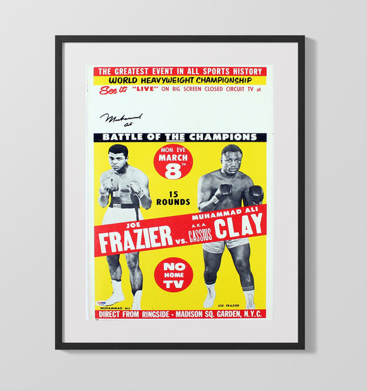 Muhammad Ali vs Joe Frazier Fight Poster Battle of the Champions Boxing Wall Art 16x20 Gallery Framed Artwork wall art print – Boxing Wall Art decor