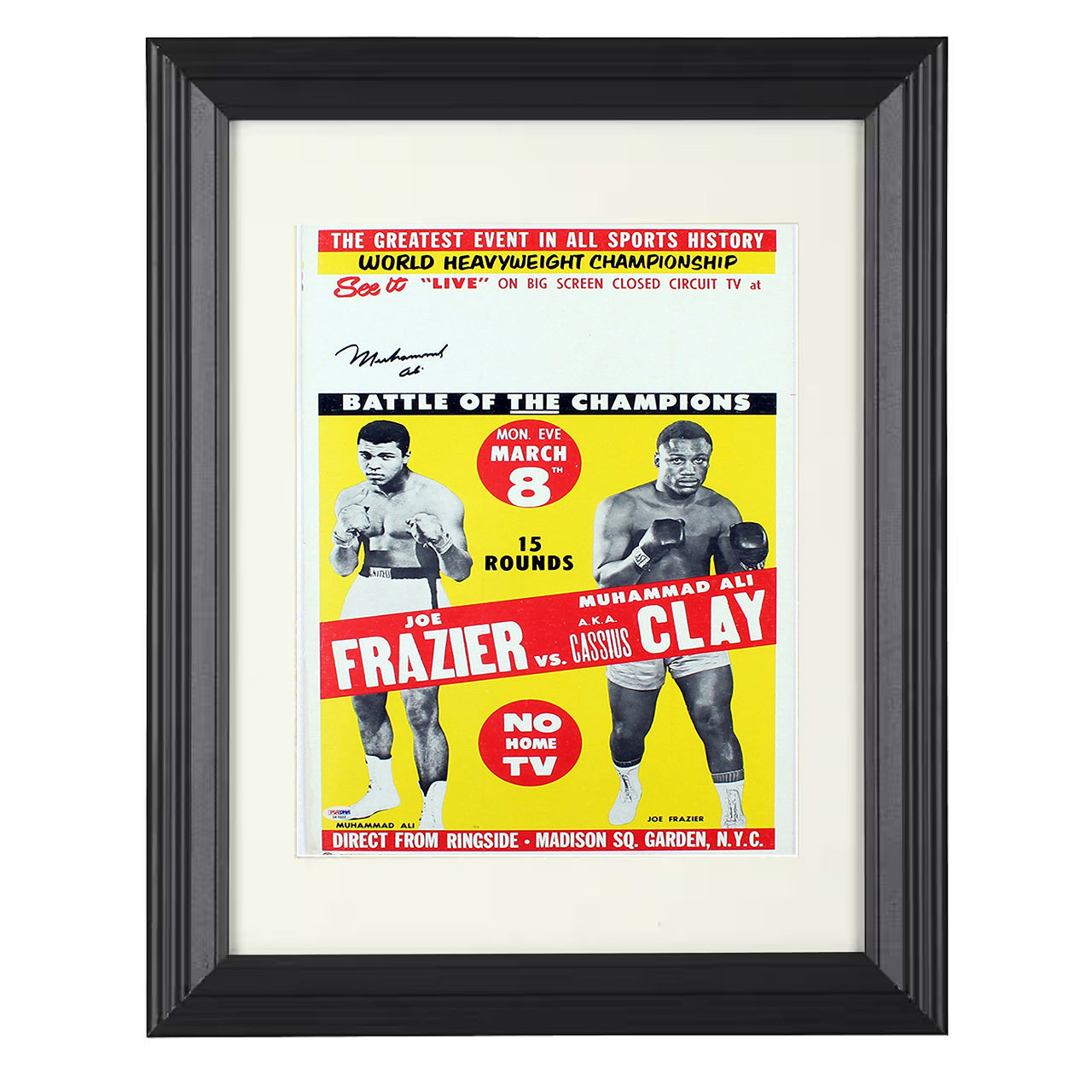 Muhammad Ali vs Joe Frazier - Fight Poster Battle of the Champions 8x10 black framed boxing print
