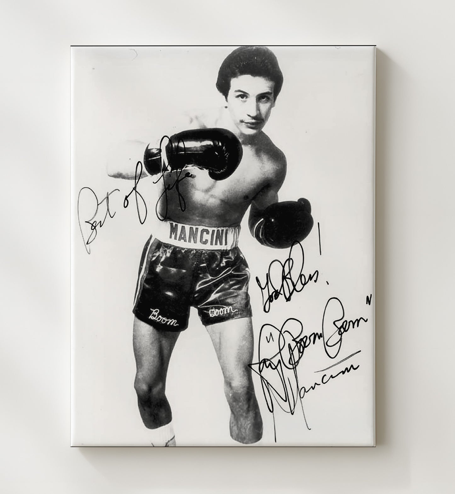 Ray Boom Boom Mancini Autographed Studio Portrait 20x24 Canvas boxing wall art print – Boxing Wall Art decor
