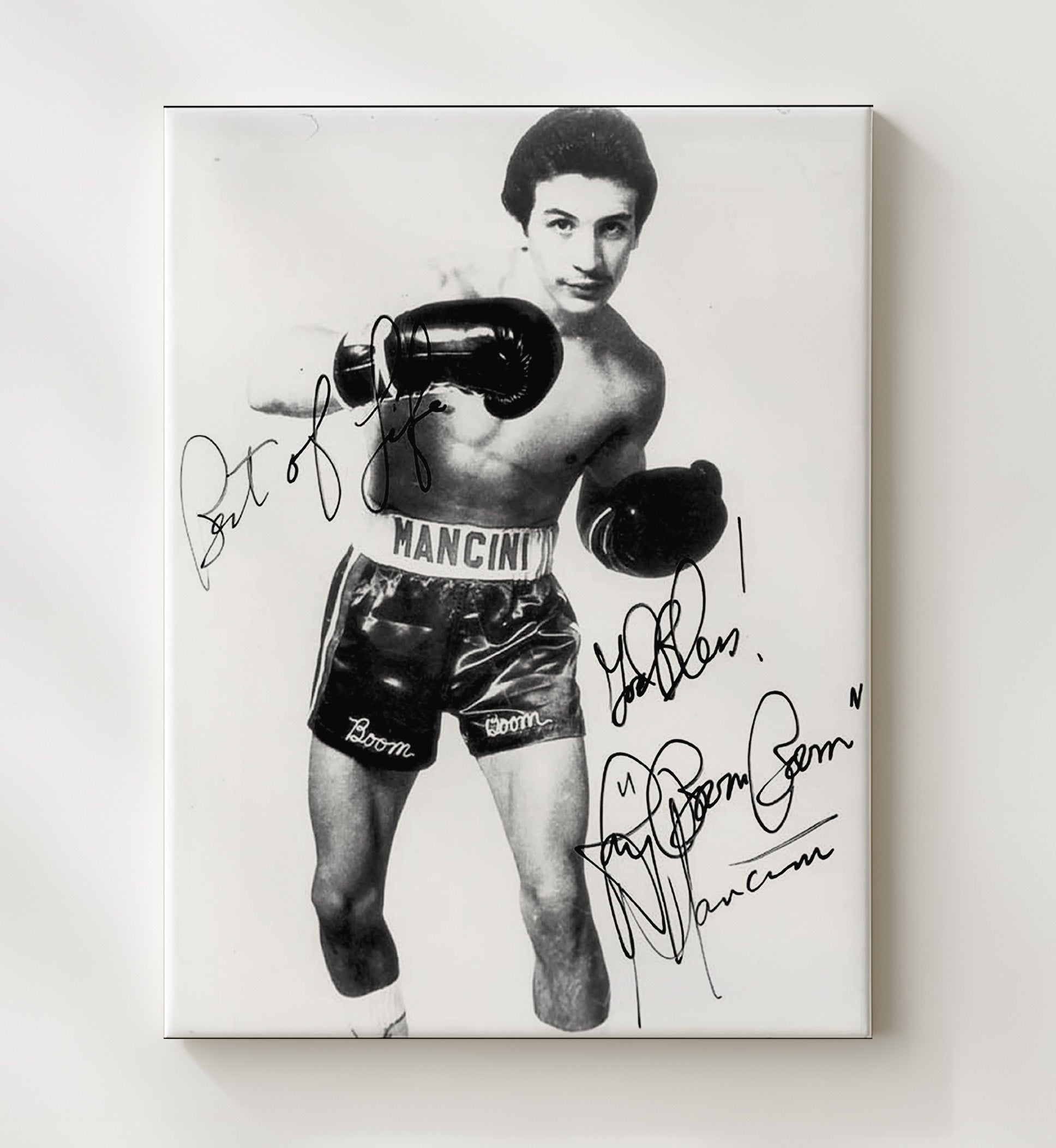 Ray Boom Boom Mancini Autographed Studio Portrait 20x24 Canvas boxing wall art print – Boxing Wall Art decor
