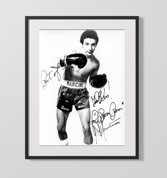 Ray Boom Boom Mancini Autographed Studio Portrait Boxing Wall Art 16x20 Gallery Framed Artwork wall art print – Boxing Wall Art decor