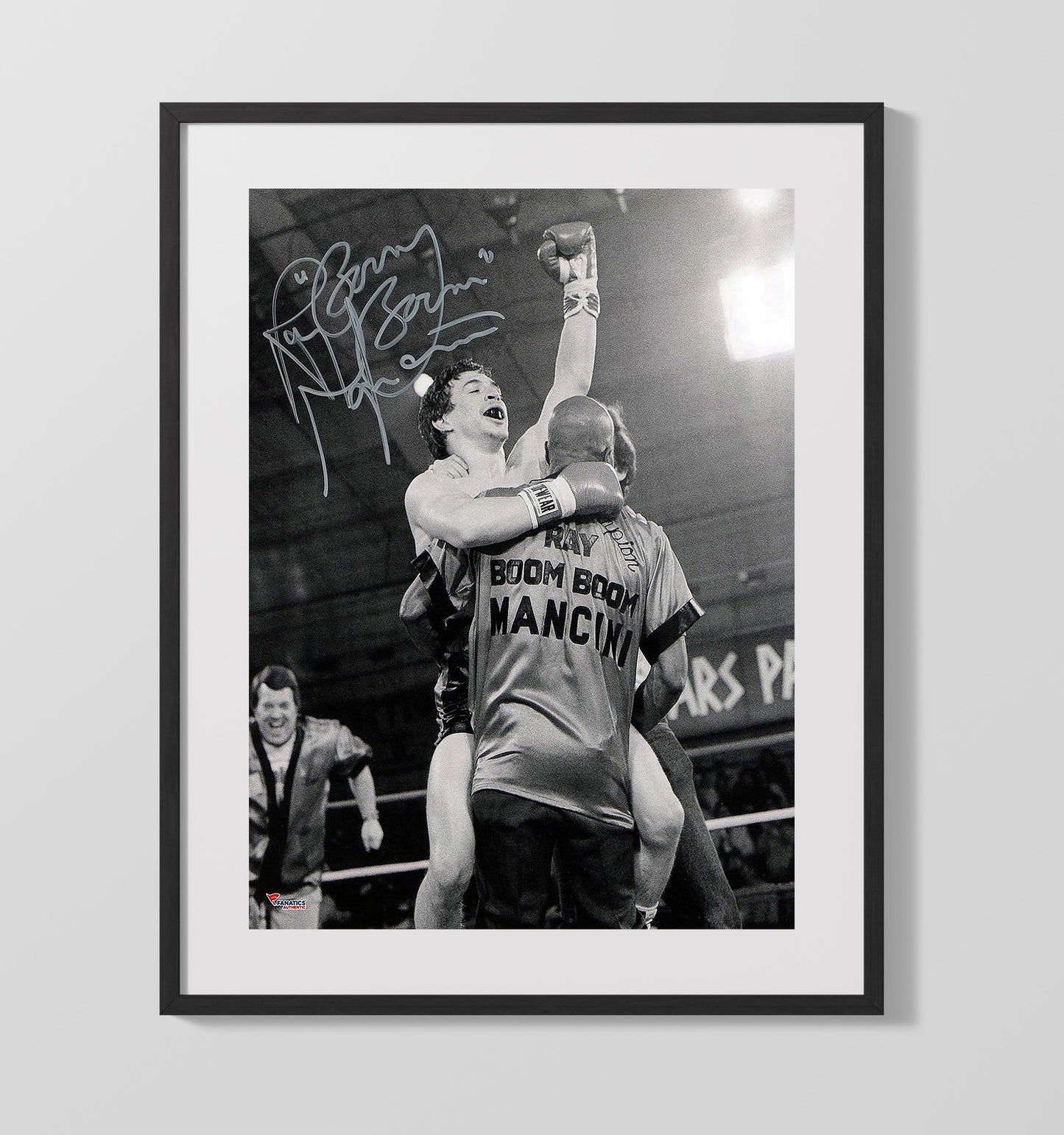 Ray Boom Boom Mancini Victory Celebration with Trainer 16x20 Gallery Frame boxing wall art print – Boxing Wall Art decor