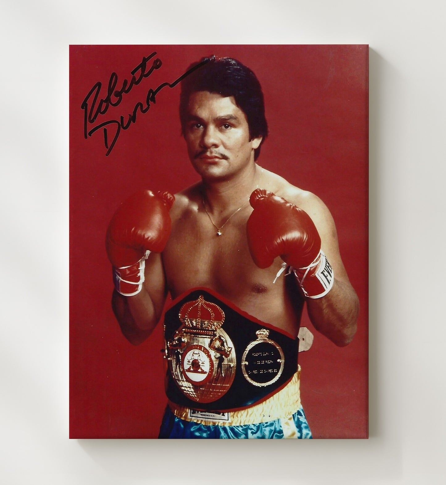 Roberto Duran Champion with Belt Portrait 20x24 Canvas boxing wall art print – Boxing Wall Art decor