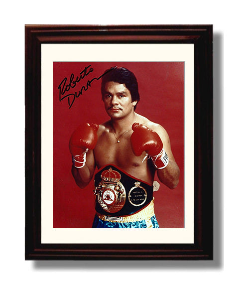 Roberto Duran Champion with Belt Portrait 8x10 Beveled Frame boxing wall art print – Boxing Wall Art decor