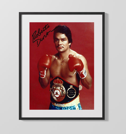 Roberto Duran Champion with Belt Portrait Boxing Wall Art 16x20 Gallery Framed Artwork wall art print – Boxing Wall Art decor