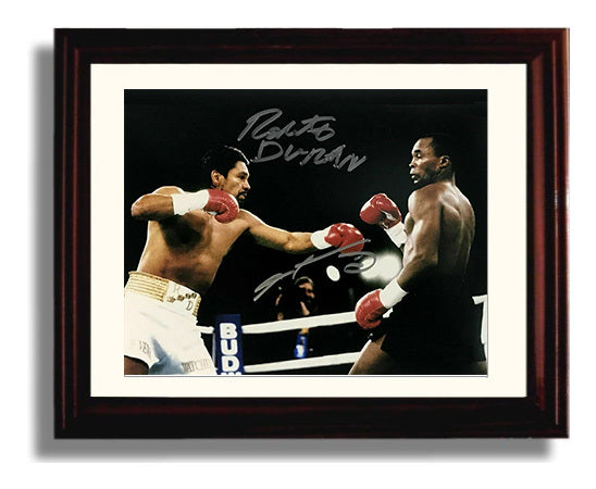 Roberto Duran and Sugar Ray Leonard No Mas Rivalry 8x10 Beveled Frame boxing wall art print – Boxing Wall Art decor