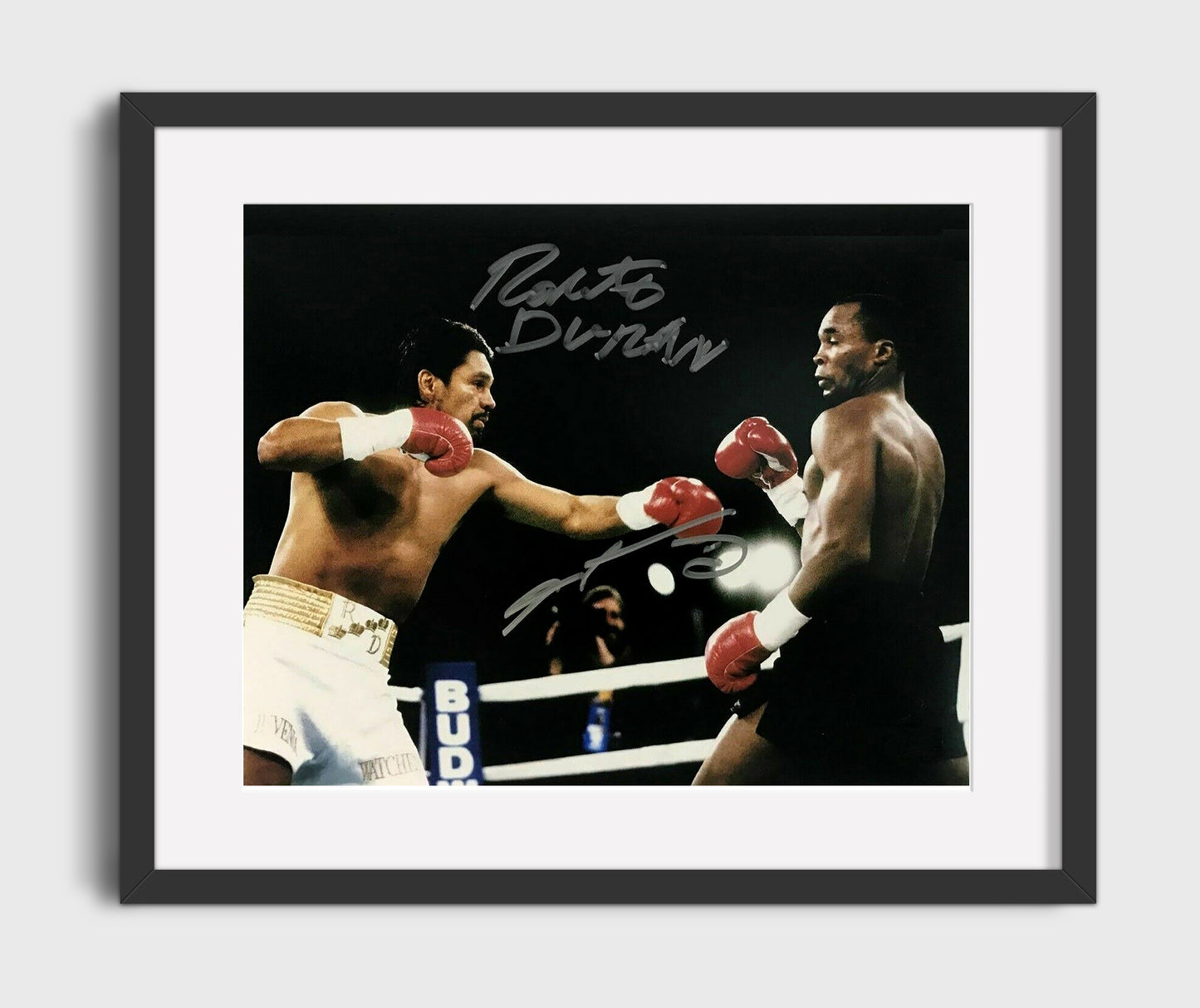 Roberto Duran and Sugar Ray Leonard No Mas Rivalry 16x20 Gallery Frame boxing wall art print – Boxing Wall Art decor