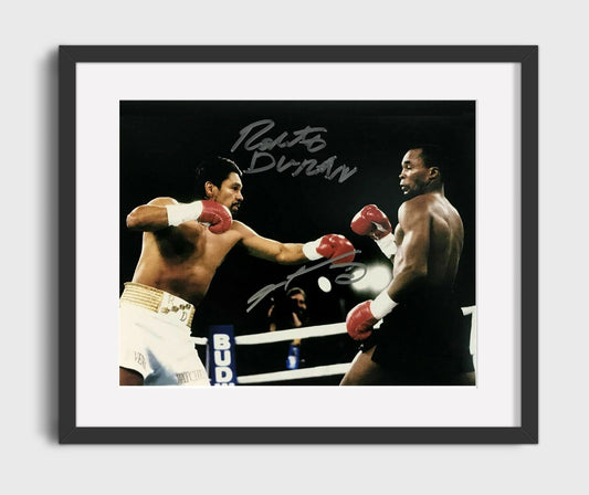 Roberto Duran and Sugar Ray Leonard No Mas Rivalry Boxing Wall Art 16x20 Gallery Framed Artwork wall art print – Boxing Wall Art decor