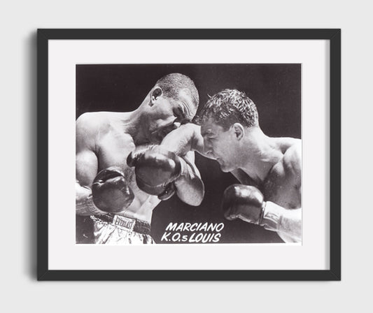 Rocky Marciano and Joe Louis Knockout History Boxing Wall Art 16x20 Gallery Framed Artwork wall art print – Boxing Wall Art decor