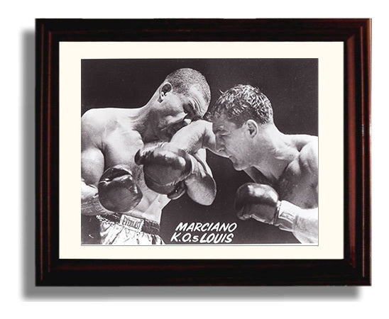 Rocky Marciano and Joe Louis Knockout History 8x10 Beveled Frame boxing wall art print – Boxing Wall Art decor