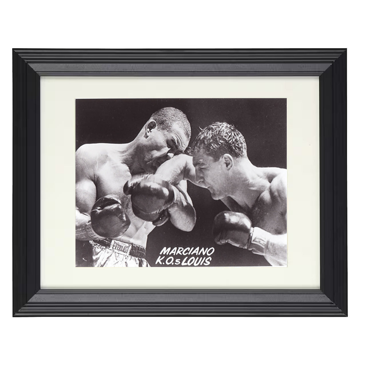 Rocky Marciano and Joe Louis - Knockout History 8x10 black framed boxing print