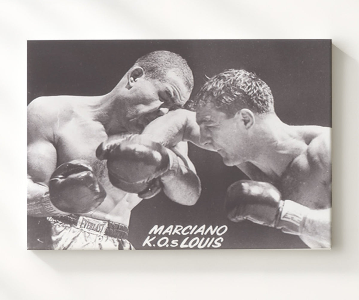 Rocky Marciano and Joe Louis - Knockout History 20x24 Canvas – Boxing Canvas Wall Art