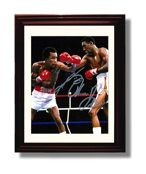 Sugar Ray Leonard vs Thomas Hearns Championship Fight Action 8x10 Beveled Frame boxing wall art print – Boxing Wall Art decor