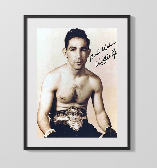 Willie Pep Featherweight Champion Portrait Boxing Wall Art 16x20 Gallery Framed Artwork wall art print – Boxing Wall Art decor