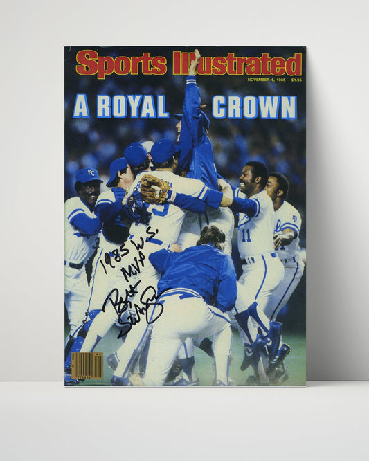 Bret Saberhagen Autograph SI Poster - 1985 World Series MVP - Royal Crown