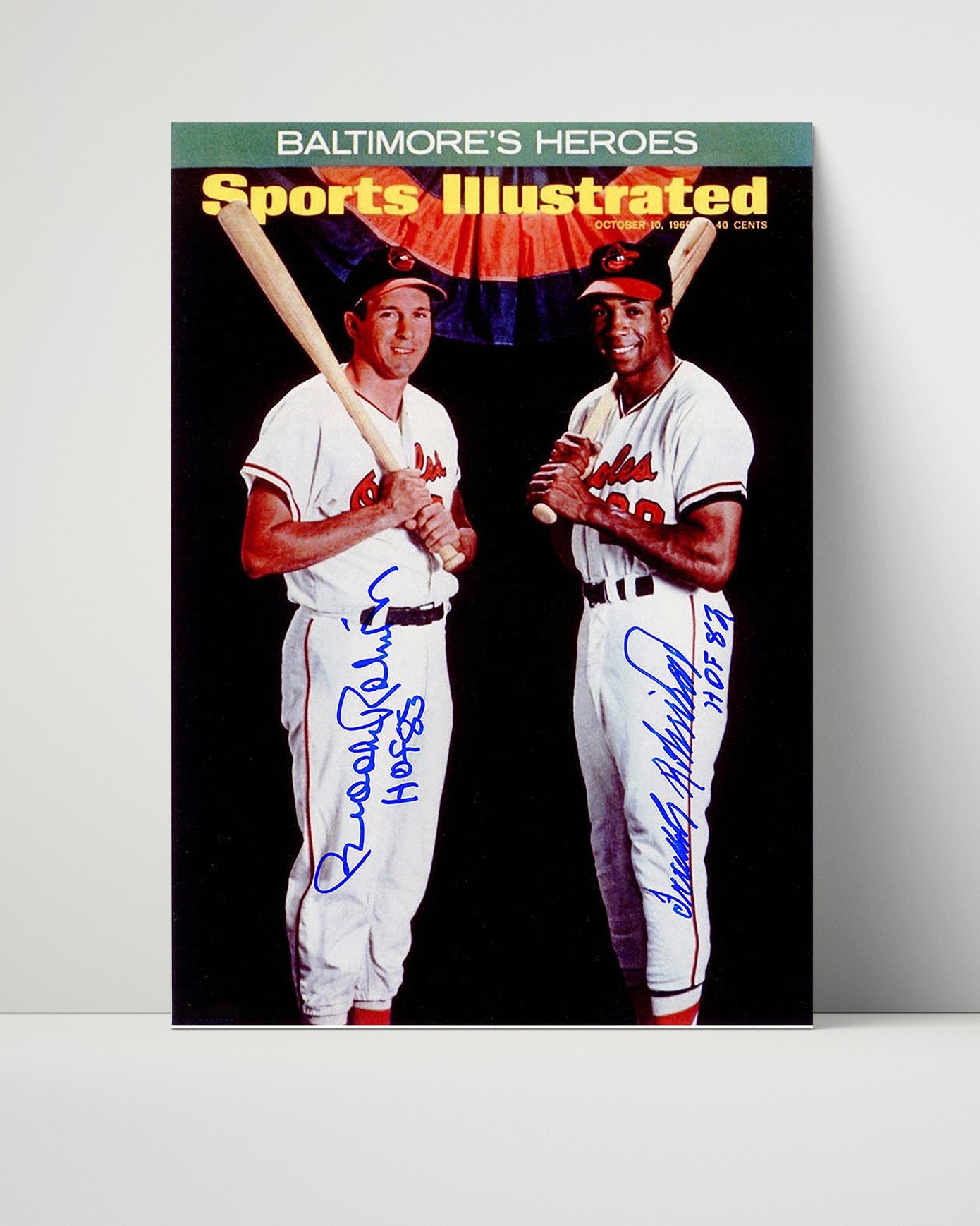 Brooks & Frank Robinson Autograph SI Poster - Baltimore Heroes - Twin Power