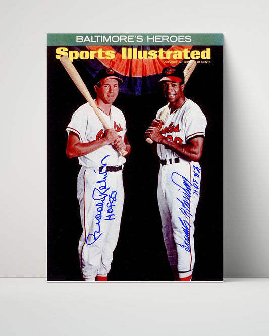 Brooks & Frank Robinson Autograph SI Poster - Baltimore Heroes - Twin Power
