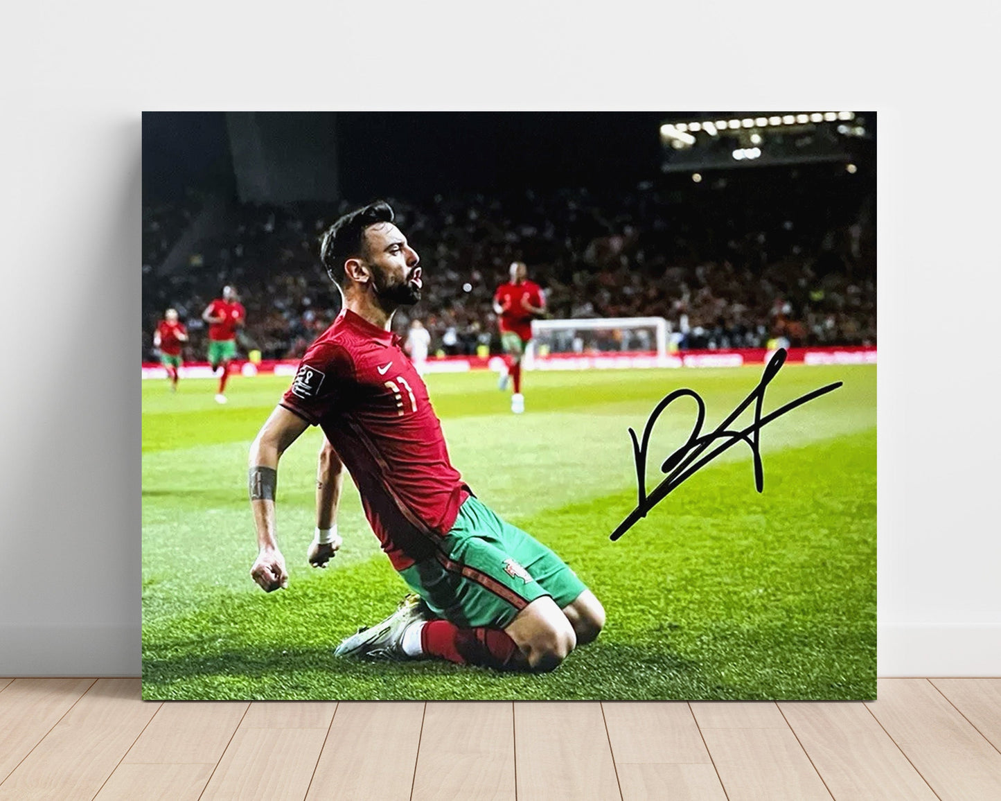 Bruno Fernandes Portugal Unframed Autograph Print - Sliding Glory