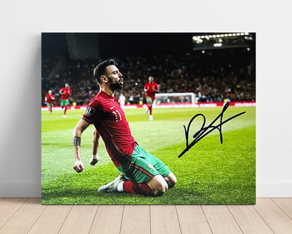 Bruno Fernandes Portugal Unframed Autograph Print - Sliding Glory